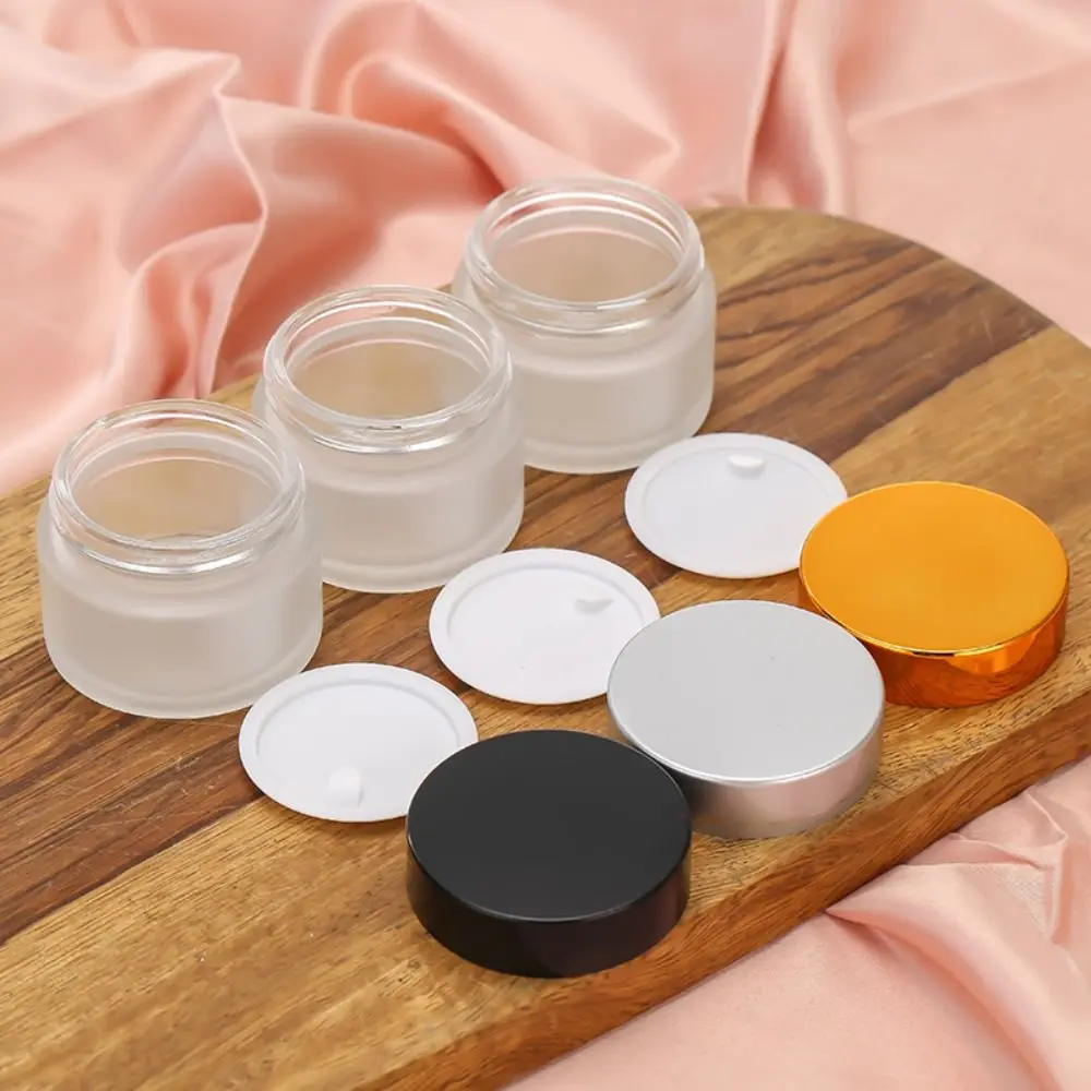 5-50g Frosted Glass Cream Jar Silver/Gold/Black/White Empty Face Cream Bottles Lip Balm Lotion Vials Makeup Jar Travel