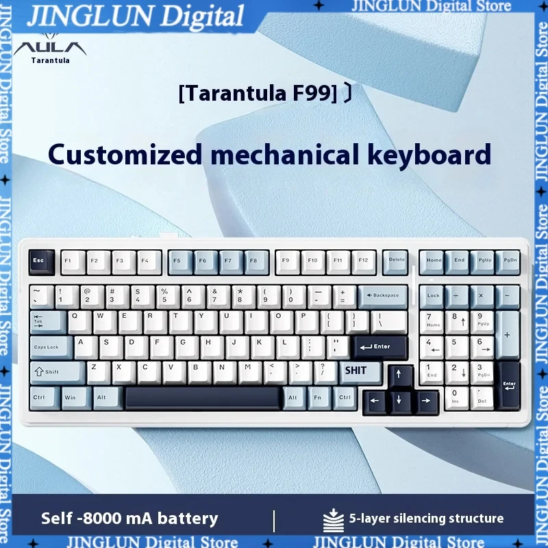 

Aula-Teclado mecánico para juegos F99, accesorio con tres modos, 2,4g, inalámbrico, Bluetooth,Junta PBT de intercambio en calien