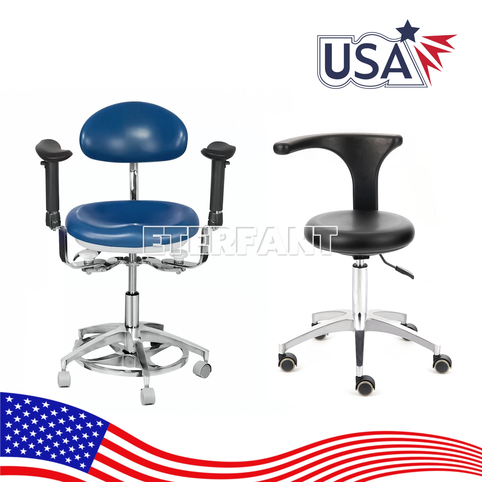 

Dental Doctor Assistant Stool Mobile Chair Black/Medical Microscope Stool with Armrest Dentist Surgeon Chair Microsurgical US