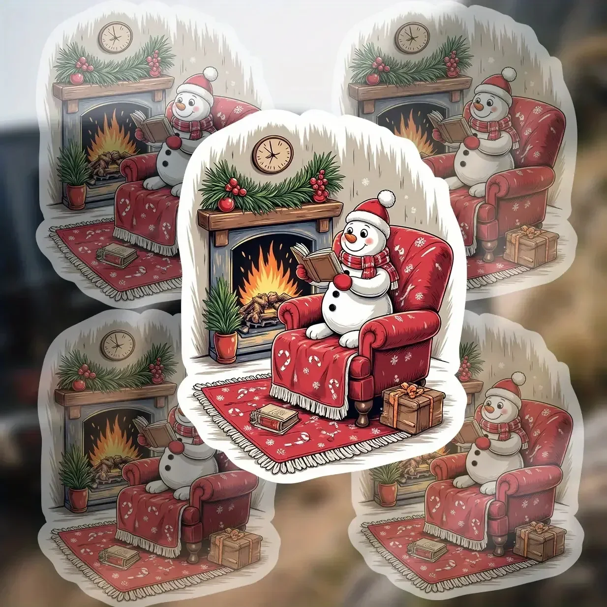 

3 шт., набор наклеек «Уютный снеговик для чтения», набор наклеек для автомобиля, мотоцикла, рождественская наклейка на автомобиль для индивидуальной внешней части автомобиля