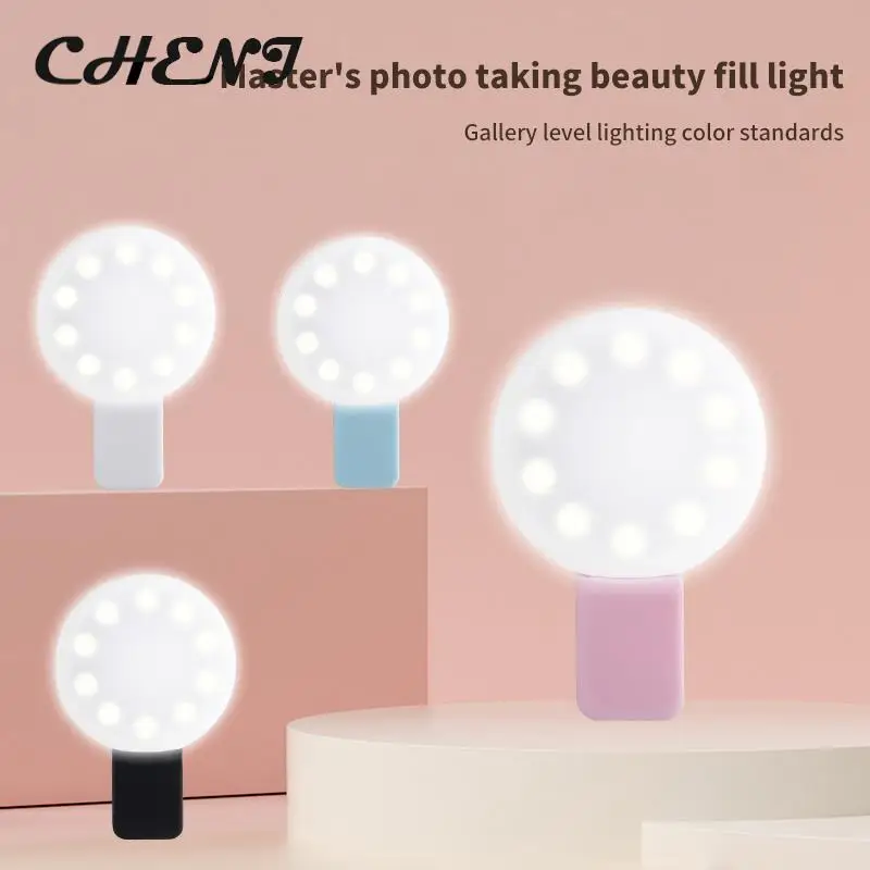 Mini Selfie Ring Light LED Flash Phone Lens Light USB Rechargeable Clip Mobile