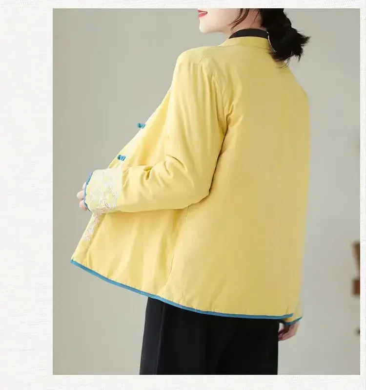 Chinese Style Women Coats Cotton Padded Winter Vintage Thick Warm Jacket Women Casual Outwear Ladies Chinese Tops