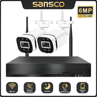 SANSCO 6MP Wireless Security Cameras System with 4CH H.265 3K CCTV NVR & 6MP HD Outdoor IP Camera WiFi Video Surveillance Kit
