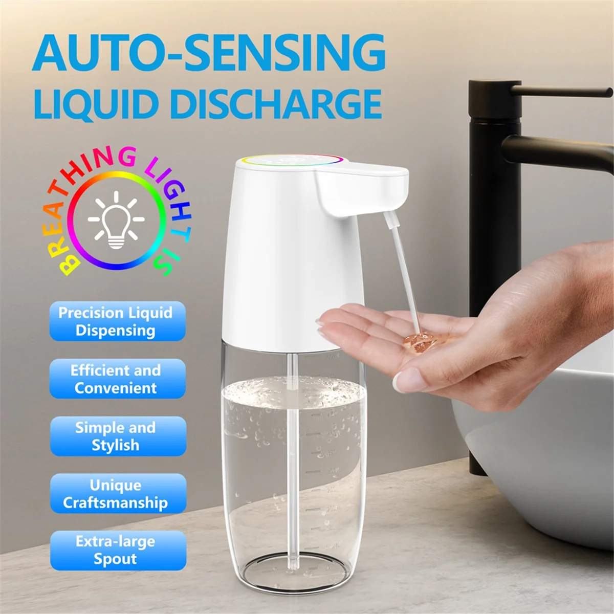 НОВЫЙ автоматический дозатор мыла на 600 мл, инфракрасный датчик, зарядка типа C, бесконтактный умный дозатор жидкого мыла, гель