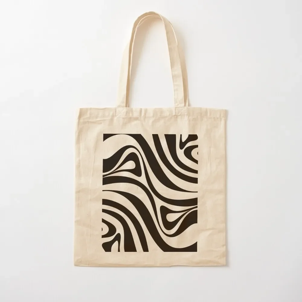 New Groove Retro Swirl Abstract in Black and Almond Cream Tote Bag Shopping bags reusable shopping bag Bag