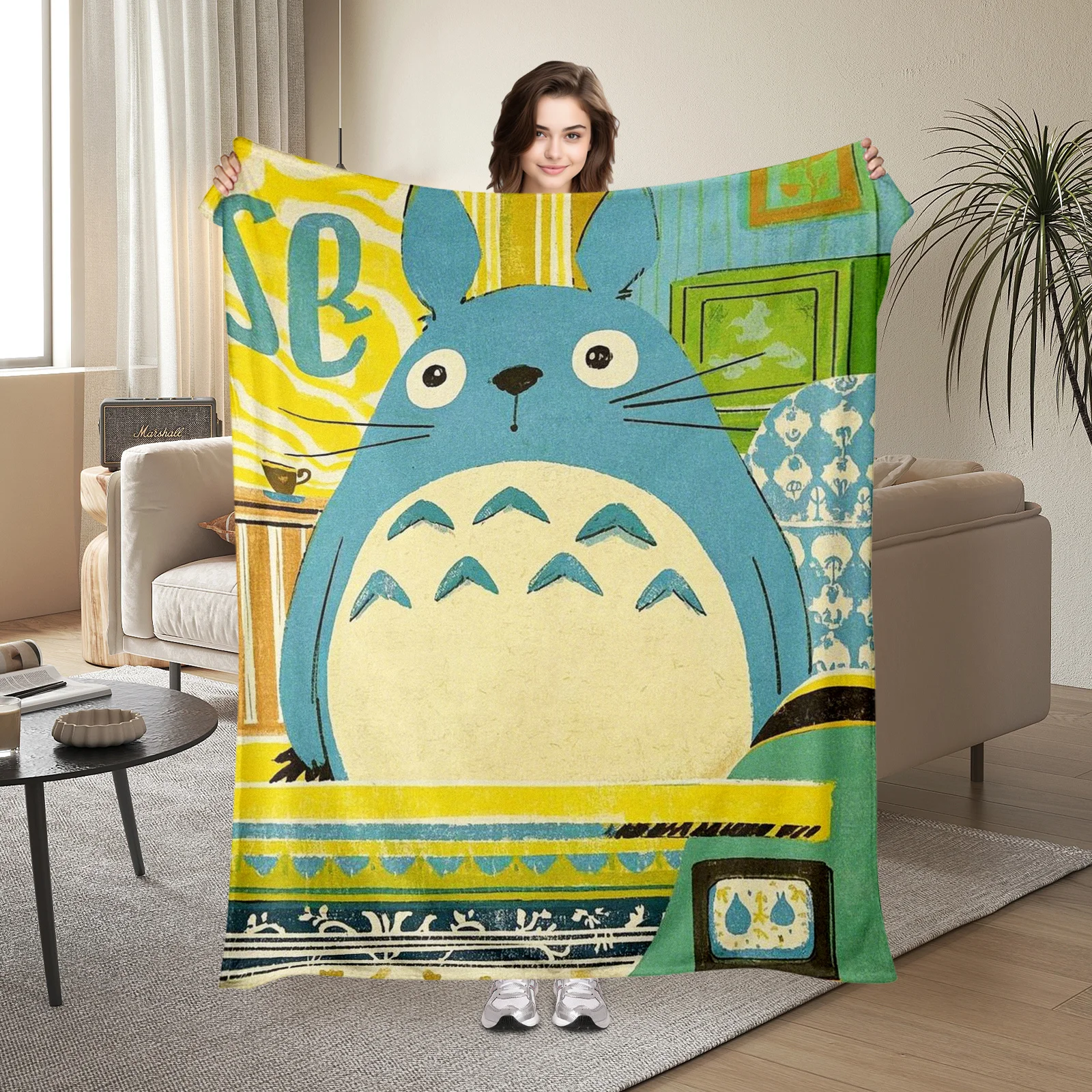 Soft, Inviting Indoor Totoro Cartoon Blanket Adds Harmony And Comfort To Your Living Space