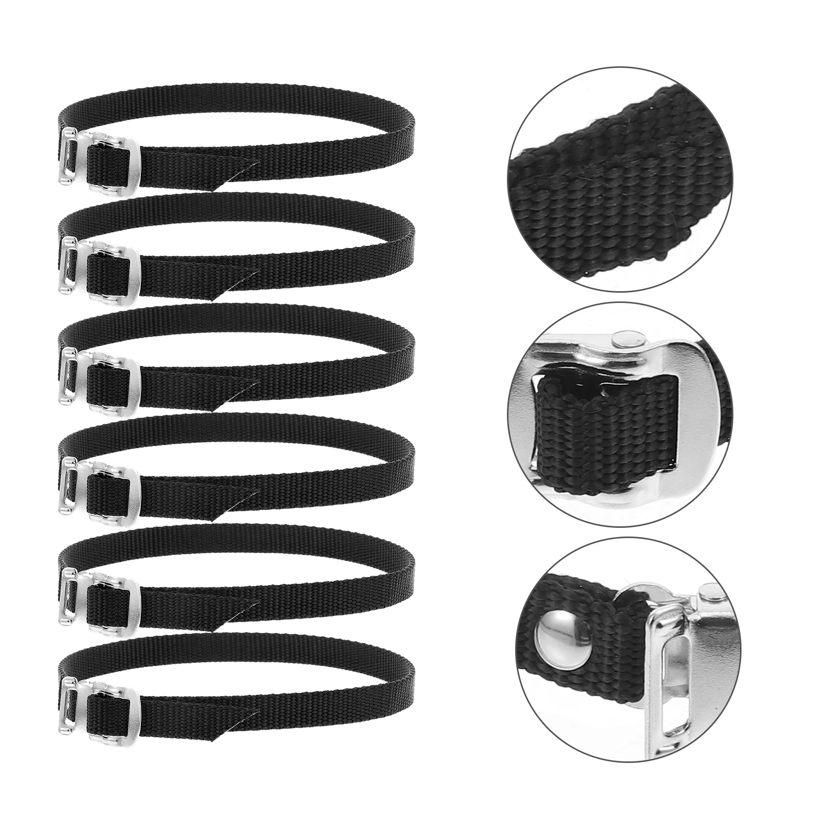 6 Pcs Pedal Straps Foot Clips Metal Plastic Anti Skid Toe Clip Straps Fitness Gym Exercise Bike Stationary