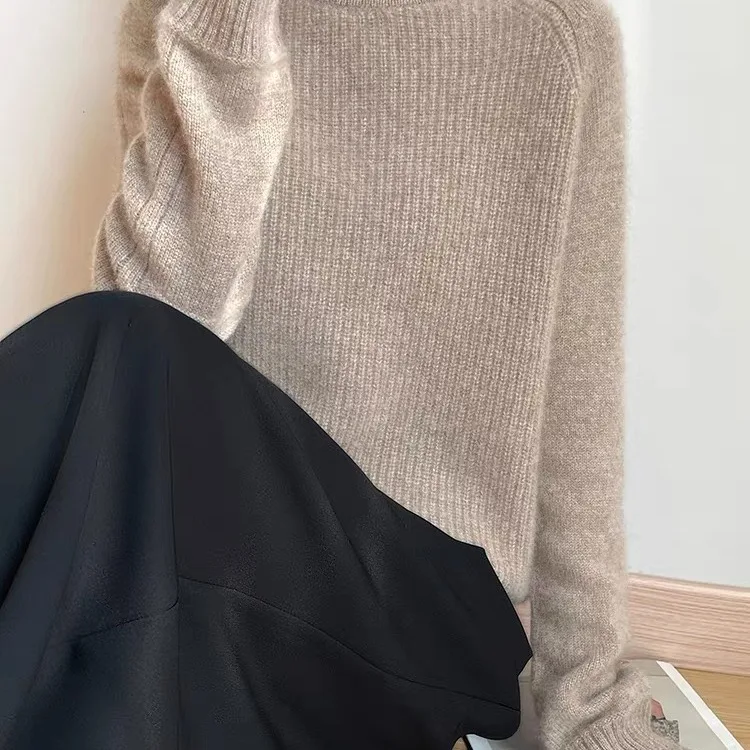 سترة صوفية محبوكة سميكة للنساء، طبقة أساسية فضفاضة، بلوزة صوفية مع تطريز زهور، أزياء الخريف للسيدات