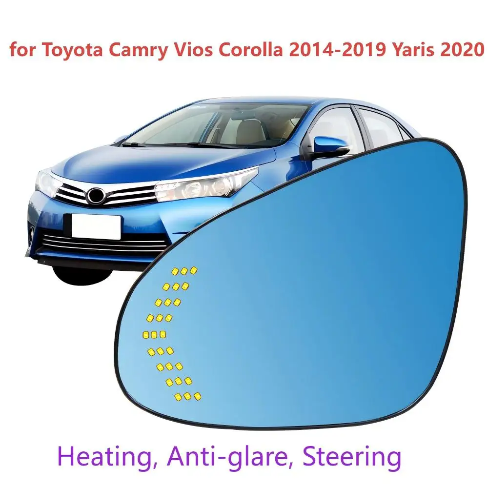 For Toyota Camry Vios Corolla 2014-2019 Yaris 2020 2pcs Rear View Mirror with Turn Signal Steering Anti-Glare Heated Replacement