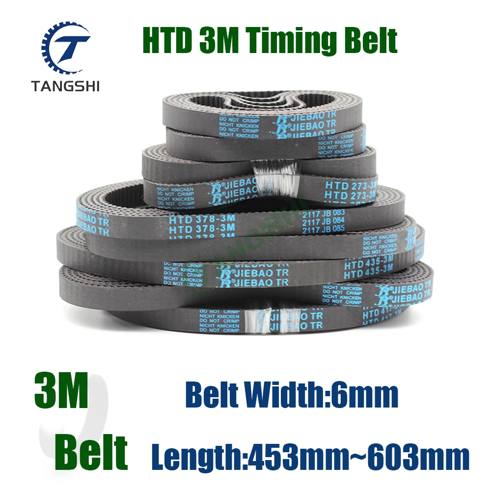 HTD 3M Closed Loop Rubber Timing Belt Length 453 456 459 462 465 468 471 474 477 480 483 486 489 492~603 mm Width6mm htd 3M Belt