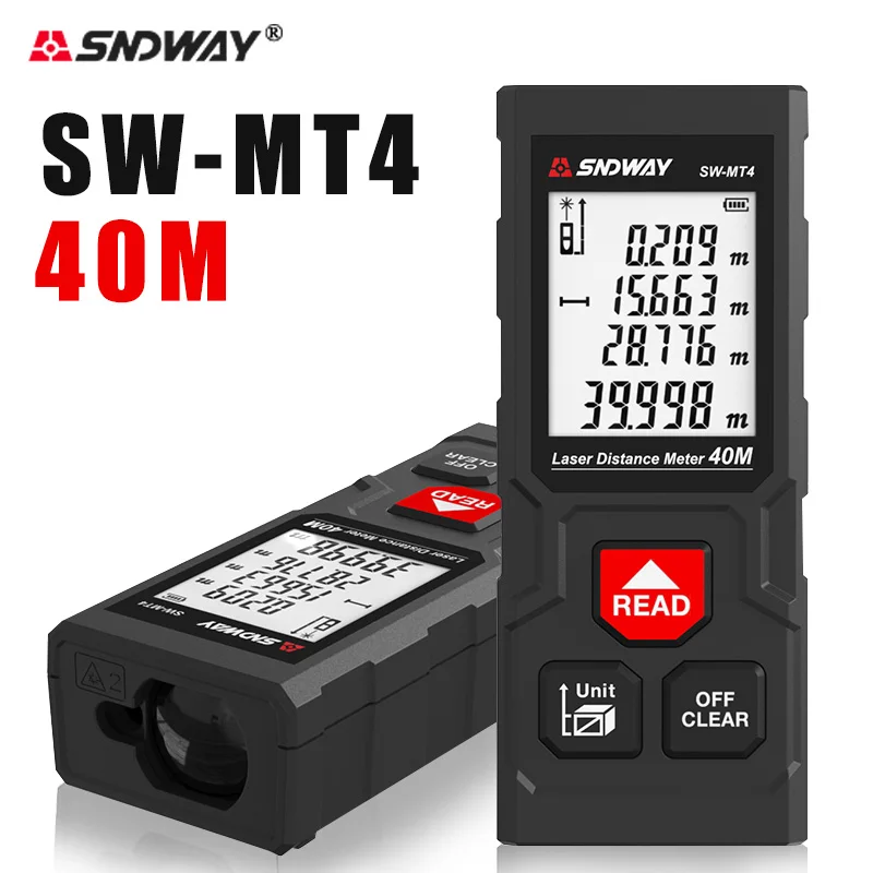 SNDWAY New Laser Distance Meter 40M 50M 70M 100M Rangefinder Roulette Laser Range Finder Trena Measuring Tape Laser Measure Tool