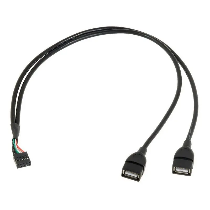 Main Board 9-Pin To USB Built-In Dual Port 9Pin To USB 2.0 A Female Two Port Expansion Cable DuPont Cable 2.54 To USB 2 Port