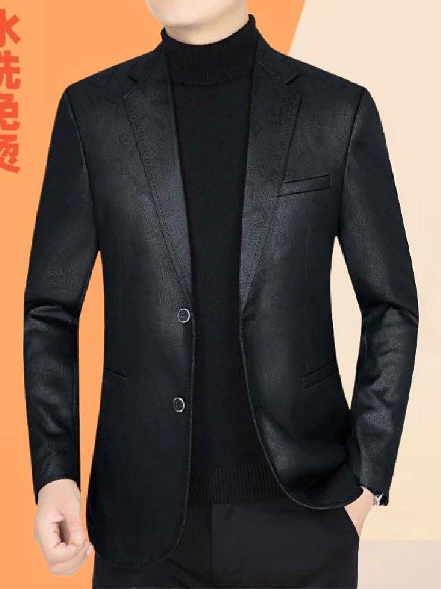 

Ele Spring Autumn Men's Casual Suede Jaet Sli Trendy Dad Clothes Slim Fit Busin Sle Long Sve Double Breasted