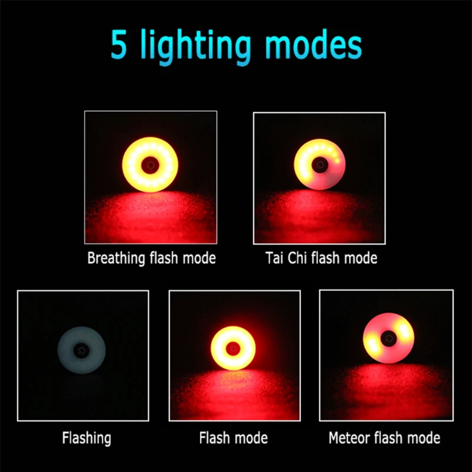 Bike Waterproof Tail Light USB  Rechargeable Riding Night Round Bicycle Lamp Flashlight Mountain Bicycle Rear Light