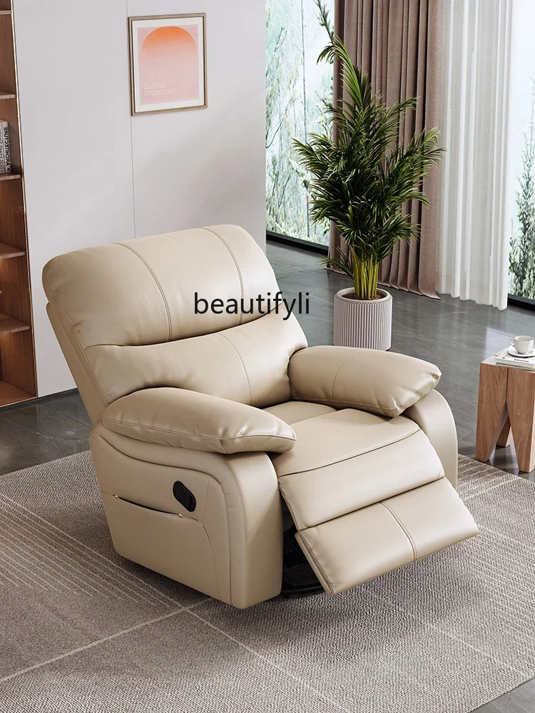 Asmt09 Single Sofa First Class Space Capsule Cabin First Layer Cowhide Multi-Functional Lazy Leisure Chair Reclining Chair for S