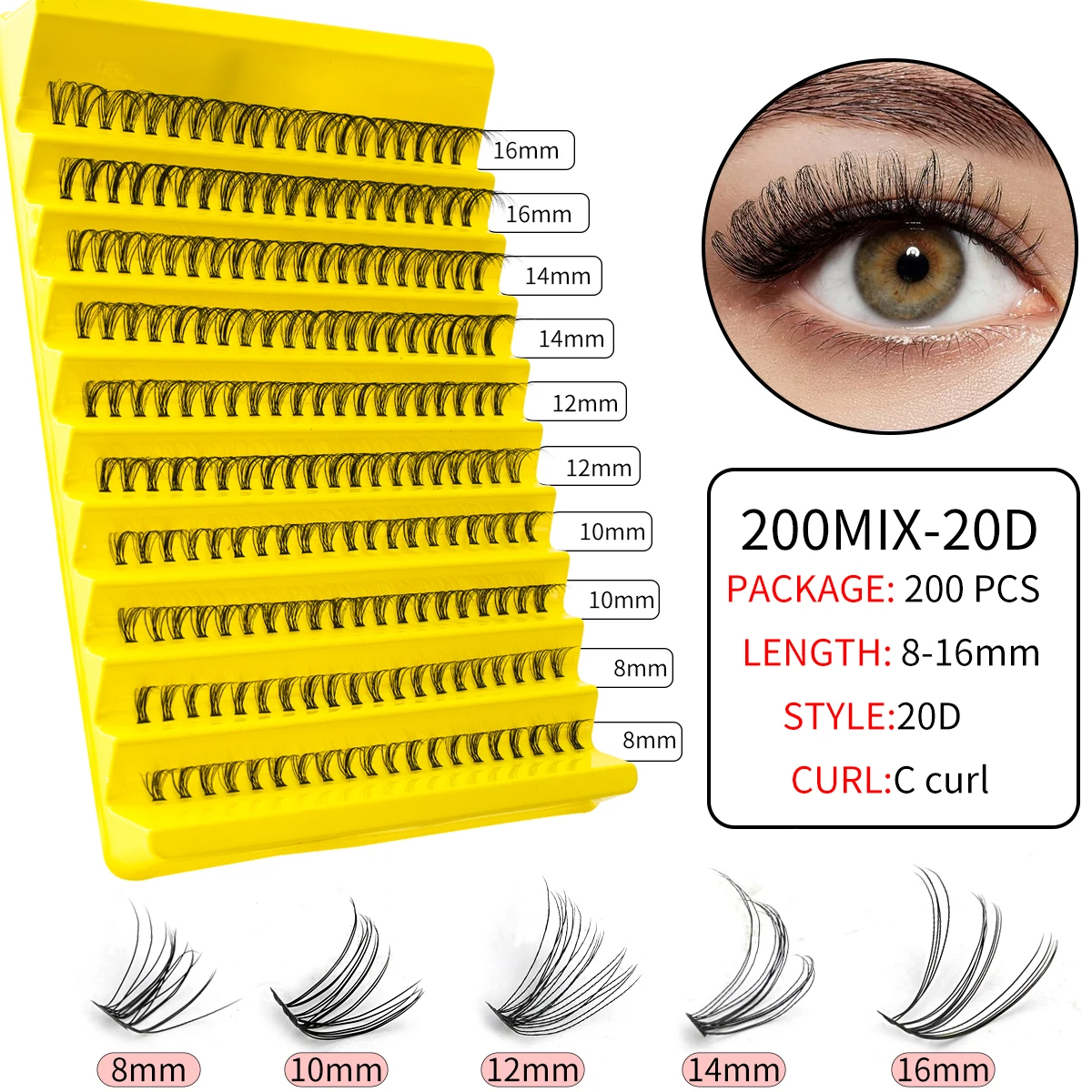 YSDO 10/14 Reihen natürliche Wimpernverlängerung vorgefertigte Volumenfächer einzelne Wimpern Nerz falsche Wimpern Cluster Wimpern Make-up Zilien – Detail 23