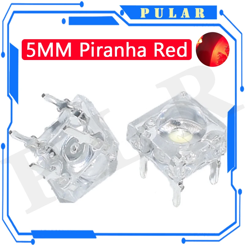 100Pcs 5mm F5 Piranha LED White Red Green Amber Clear 5mm LED Diode Light-Emitting-Diodes 4-pins Piranha LED Diodos Brightness