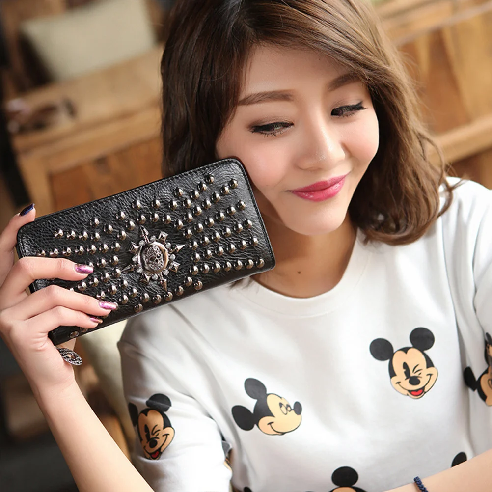 

Unisex Skull Style Long Clutch Wallet Silver PU Multifunctional Coin Purse Credit Id Passport Card Holder Charming