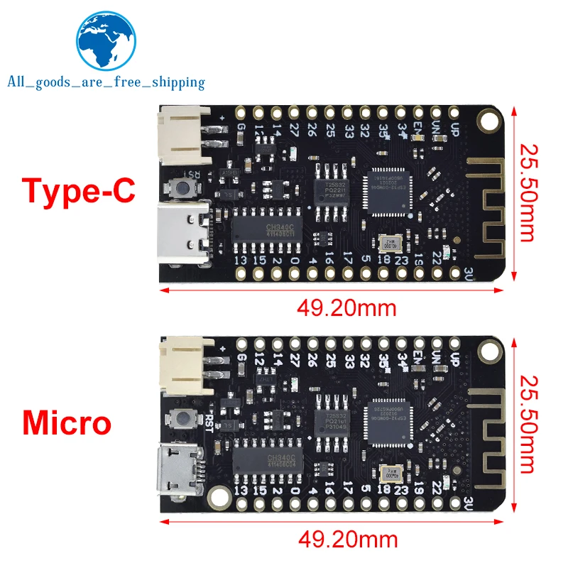  ESP32 Lite V1.0.0 Wifi Bluetooth Development Board ESP32 ESP-32 REV1 CH340G MicroPython 4MB Micro/TYPE-C USB For Arduino