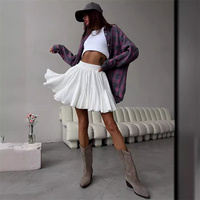 Summer White Ruffle Mini Skirt High Waist Korean Sexy Cute Ruffle Vintage Tennis Skirt Elastic Waist Tutu Short Skirts for Women