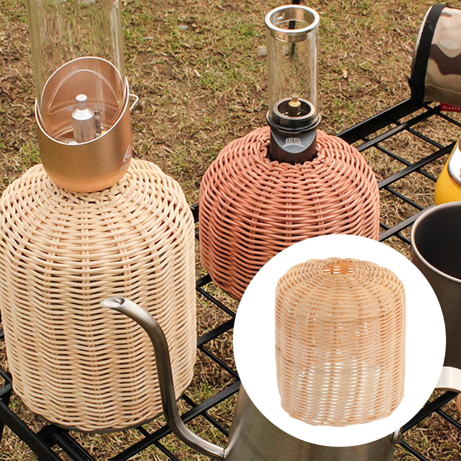 

Flat Gas Tank Protector Rattan Canister Anti-fall Cylinder Storage Bag Camping Hiking