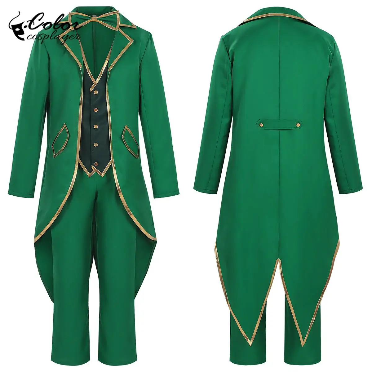 

St'patrick's Day Suit Green Cosplay Costume Irish Fairy Costume Green Tuxedo Festival Party Performance Outfit Two Piece Set