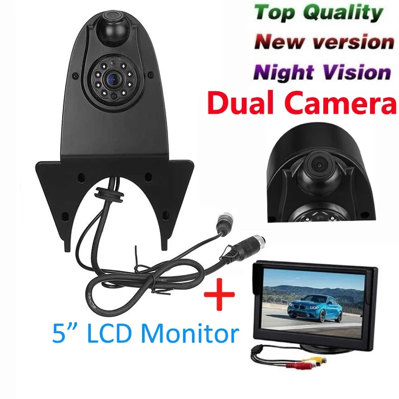 

2 In 1 Universal Cargo Van 3Rd Brake Light Dual Camera for Benz Sprinter Ambulance Vehicle Rear View Reverse Backup Dual Camera