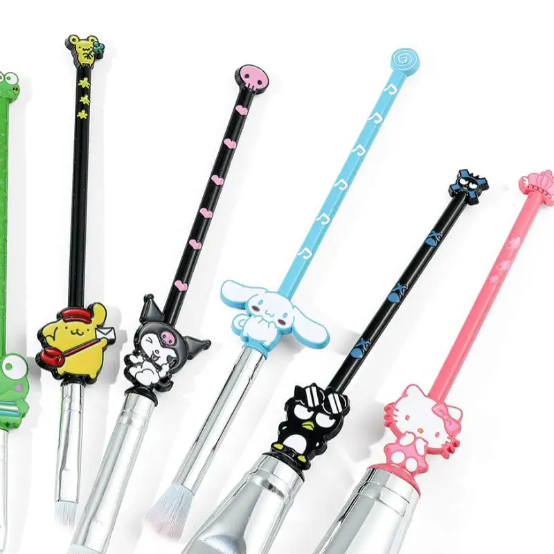 Cute Hello Kitty Makeup Brush Sanrios Cartoon Kuromi Cinnamoroll Kt Eye Shadow Brush Lip Brush Contouring Brush Blush Brush Set