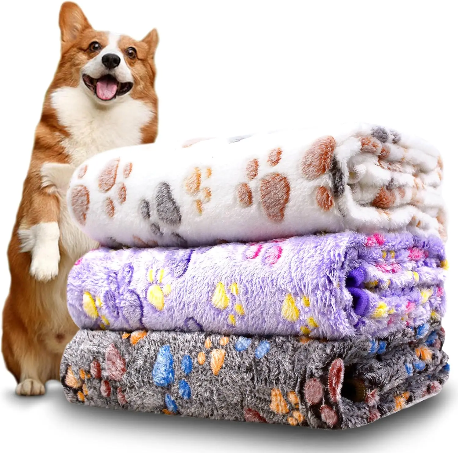 Premium Velvet Pet Blanket Luxury Style Flannel Throw for Small Dogs and Cats Super Soft Paw Blankets