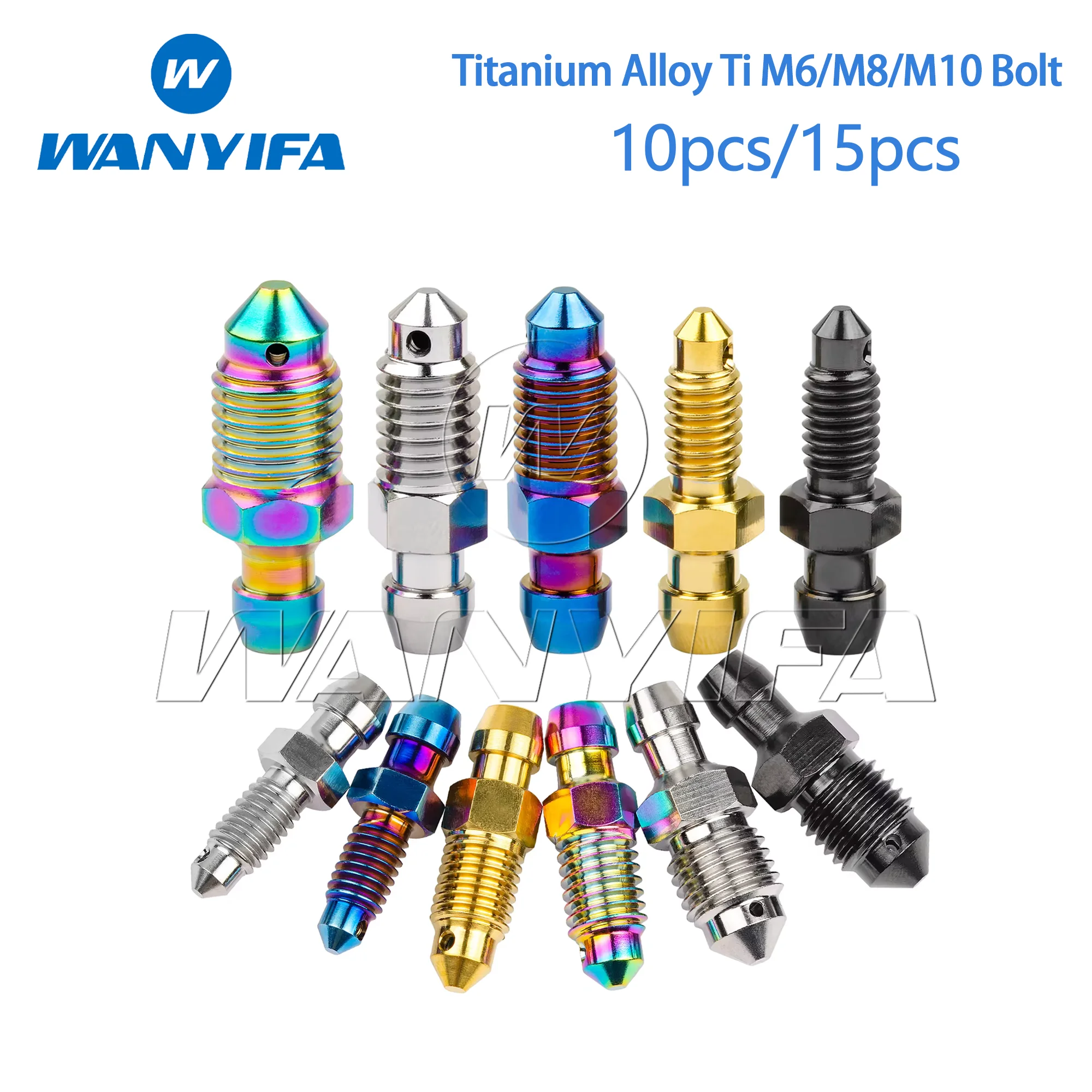 

Wanyifa Titanium Alloy Ti M6/M8/M10 Bolt P1.0/P1.25mm for Motorcycle Brake Caliper Oil Drain Deflation Screws 10/15pcs