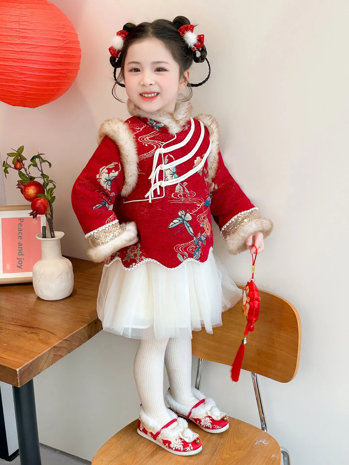 

Princ Sle Pearl Embellied Fce Lined Thiened Winter Dr для девочек Традиционный дизайн Материал из сетчатой пряжи