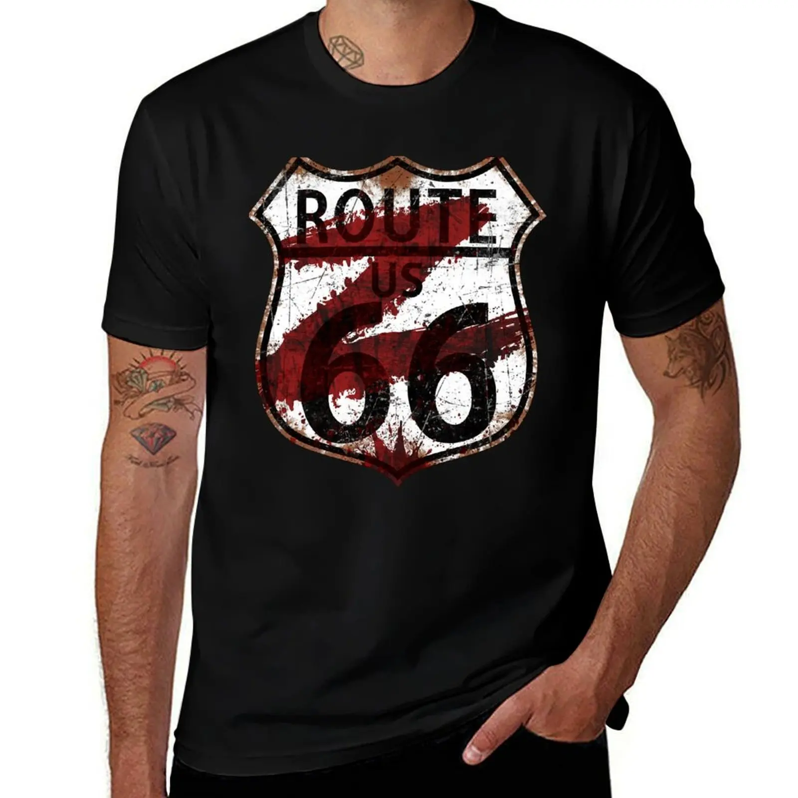 ROUTE 66 Z T-Shirt cotton t shirt man funny t shirts cotton cotton tshirt 100% T-shirt