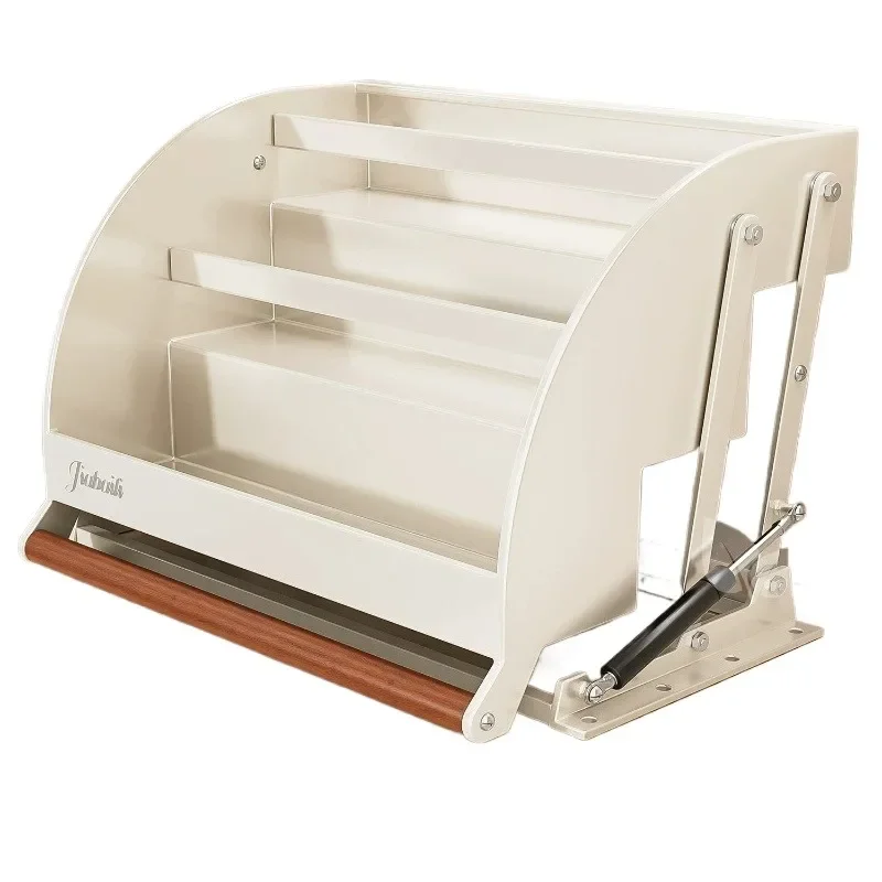 Adjustable Height Pull-down Storage Basket for Top Cabinet, Lift-up Spice Rack, Strong Load Organizer, Easy Access Shelf