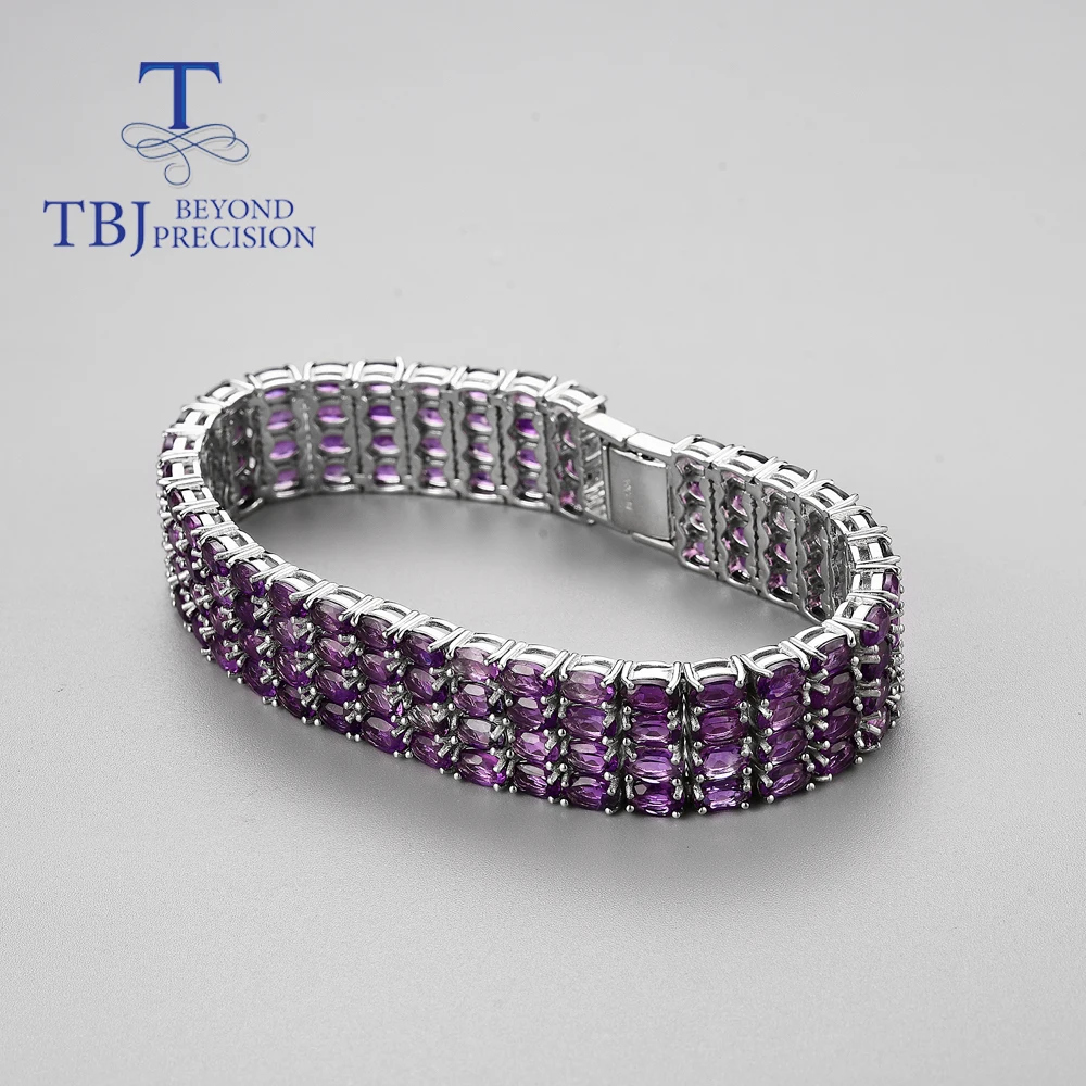Bracciale ovale con ametista africana naturale 3 * 5mm Bracciale in argento sterling 925 con design di lusso da donna, gioielleria raffinata, regalo di anniversario di fidanzamento