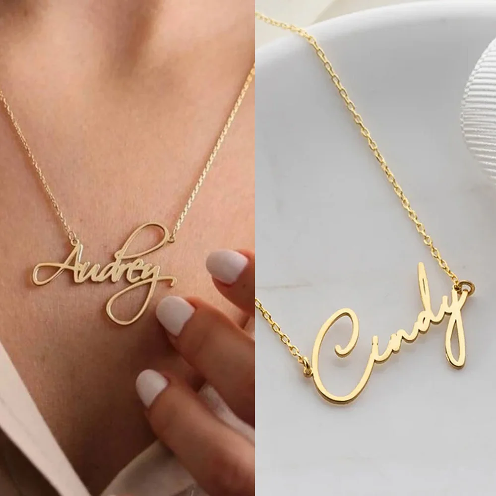 Custom Name Necklace for Men Stainless Steel Jewelry Necklace Personalized Letter Pendant Women Choker Gift Collier Personnalisé