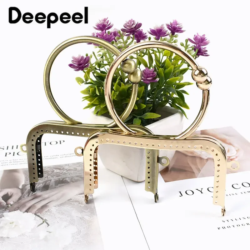 1/2/5 pçs deepeel 12.5cm saco de metal redondo alças quadro diy suportes de costura artesanal alça para fazer sacos acessórios