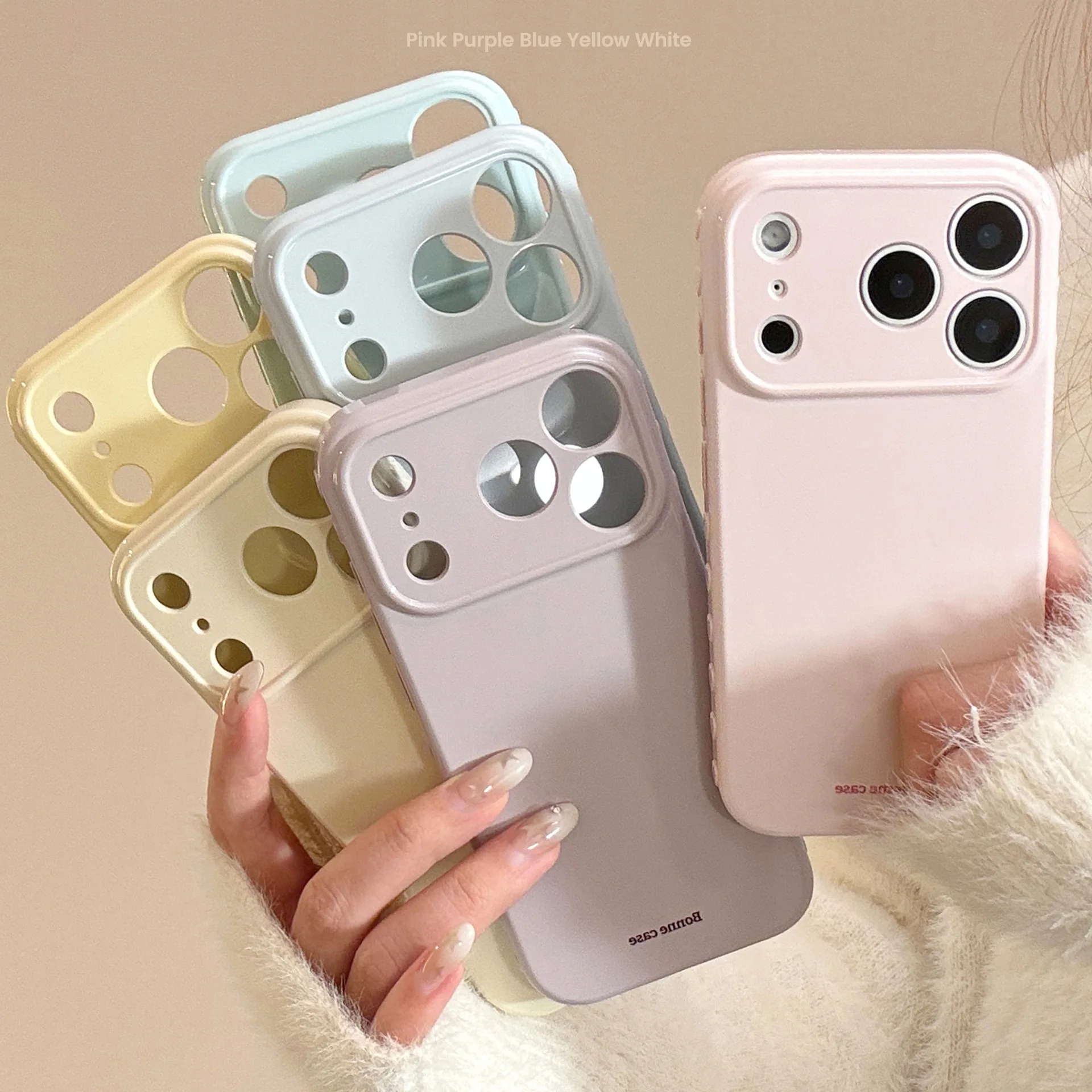 Koreanischer Stil, einfacher Buchstabe, Bonbonfarben, weiche Handyhülle für iPhone 17, 12, 13, 14, 15, 16, Pro Max, stoßfeste schützende Rückseite