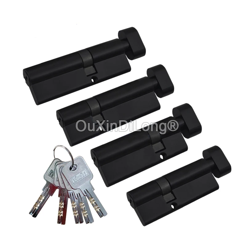 Hotsale 1PCS Black European Solid Brass 70mm/80mm/90mm/100mm Partiality Lock Cylinder Core Door Lock Gall Repair Parts + 5 Keys