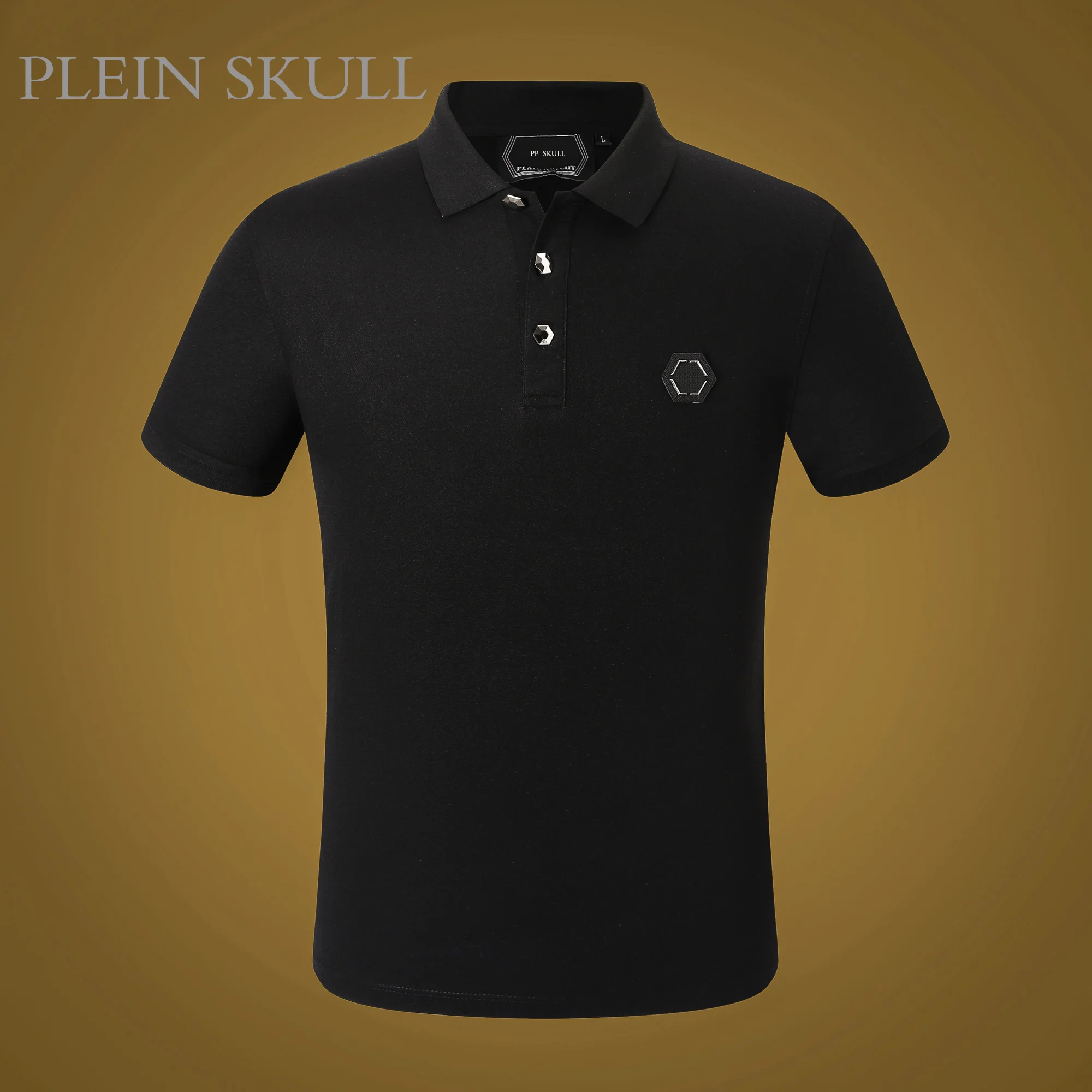 PLEIN SKULL 2025 Summer Trendy PP Skull Hot Diamond Men's Turn-down Collar T-shirt Unisex Breathable Street Sports Short Sleeve