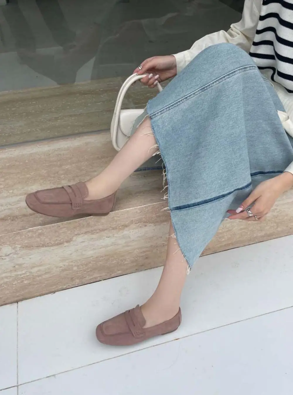 2024 Spring/Summer New Genuine Leather Retro Lefu Lazy Shoes Work and Casual Flat Sole Single Shoes