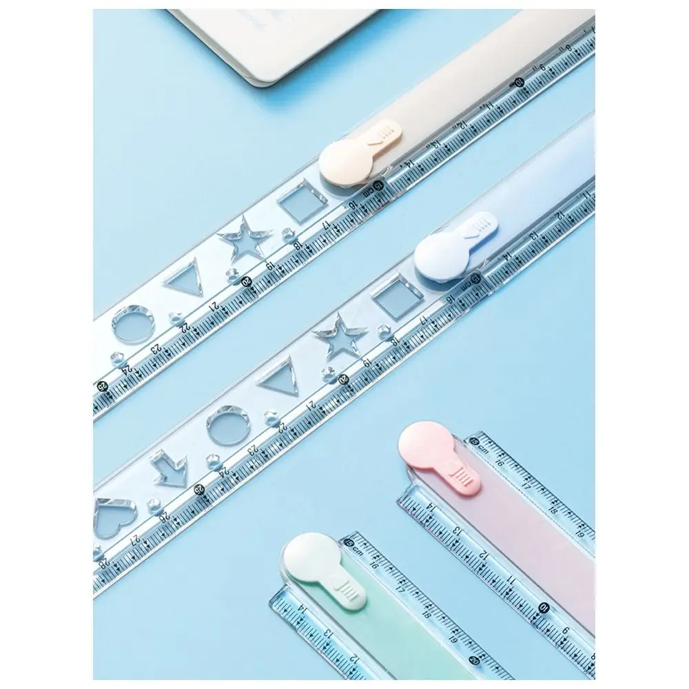 Transparent 30CM Foldable Ruler Foldable Easy Storage Measuring Ruler Clear Scale Geometric Drawing Ruler Students