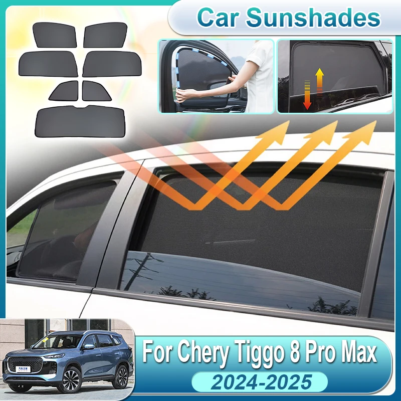For Chery Tiggo 8 Pro Max Accessories 2024 2025 Car Sunshade Anti-UV Front Side Windshield Mesh Sun Visor Covers Car Accessories