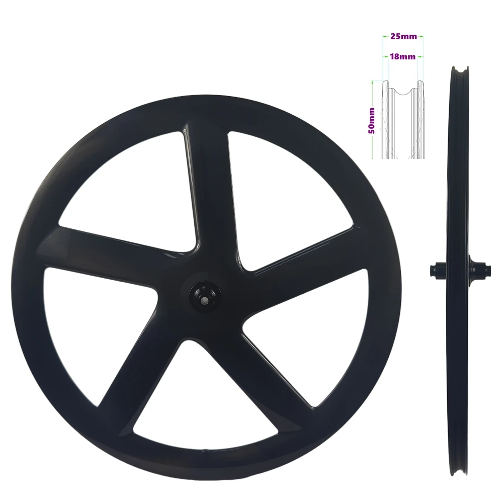 

STLF Z5 Carbon 5-Spoke Track Bicycle Wheelset Thru Axel 700C Tubeless Front Rim Clincher with Disc Brake and V Brake System