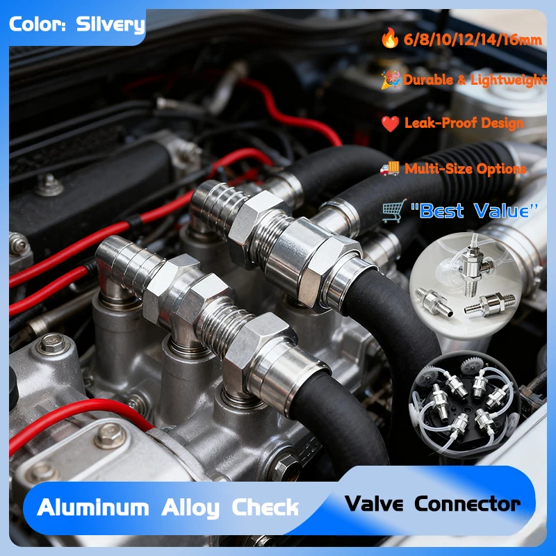 

One Way Valve Aluminium Alloy Non Return Check Waves One Way Fit Carburettor Low Pressure Fuel System 1/5pcs 6/8/10/12/14/16mm