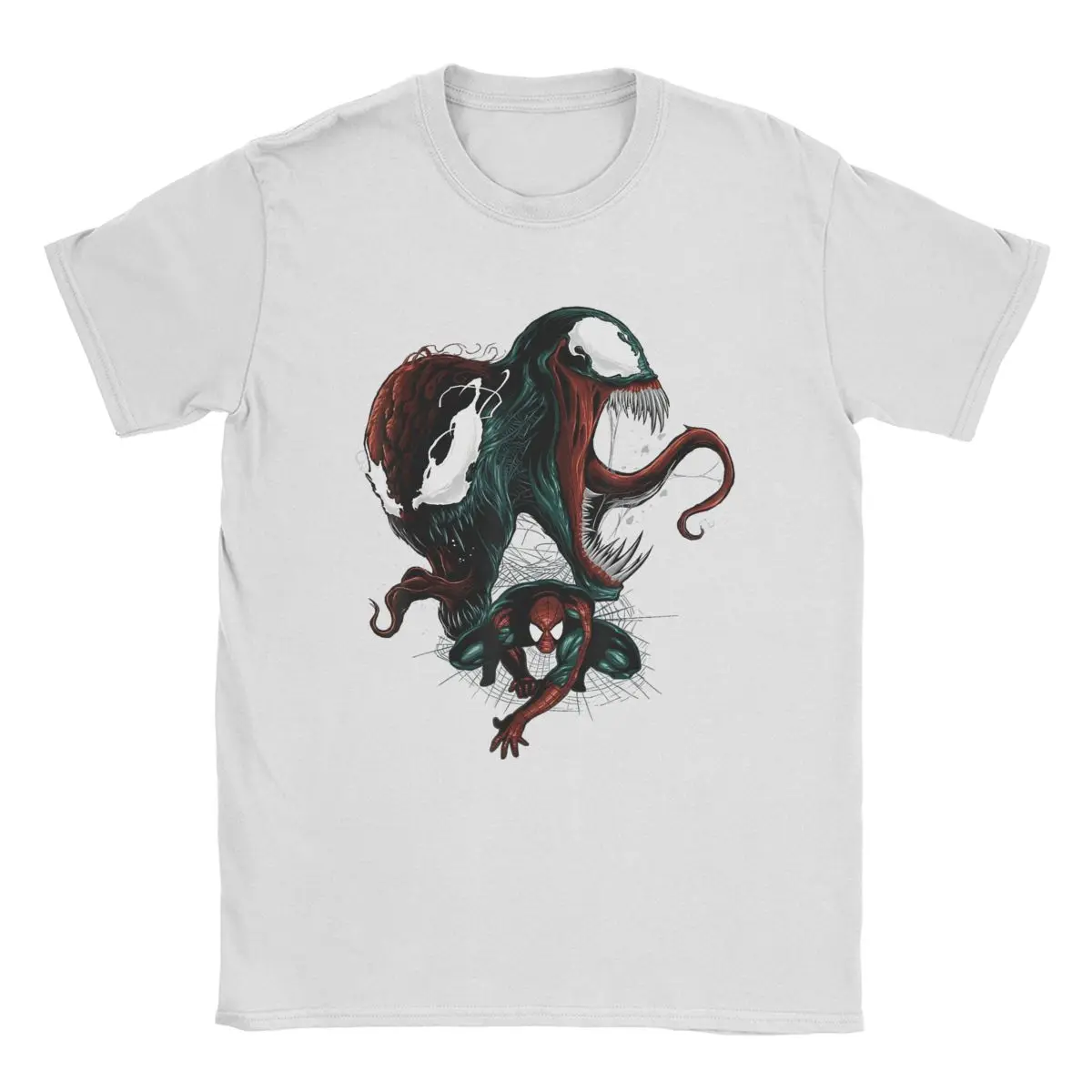 Vintage Spider-Man Venom And Carnage Portrait T-Shirt Men Round Neck 100% Cotton T Shirts Short Sleeve Tees Gift merch