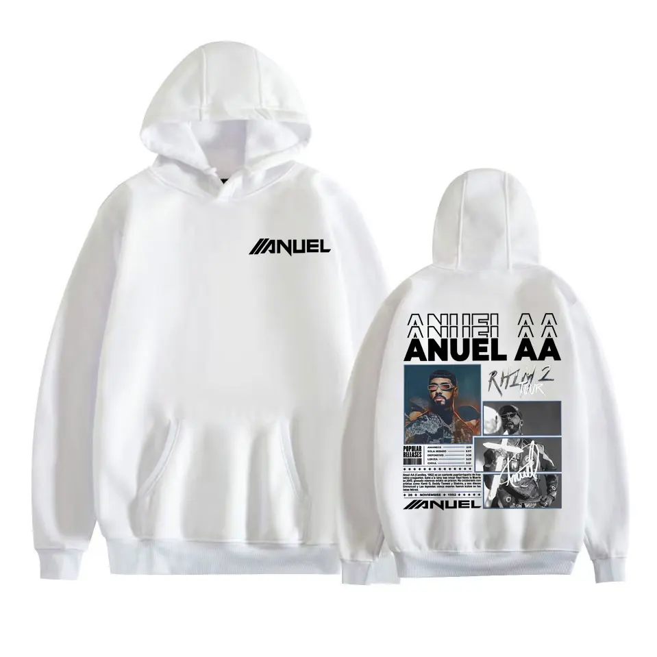 Sudaderas con capucha de rapero Anuel AA Rhlm 2 Album 2025, sudaderas informales de lana de alta calidad para hombre, ropa de calle Harajuku, Sudadera con capucha Vintage