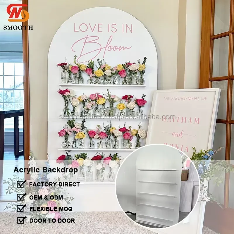 for SMOOTH White Wedding Acrylic Backdrop for PVC Champagne Wall Party Decoration Props Flower Stand