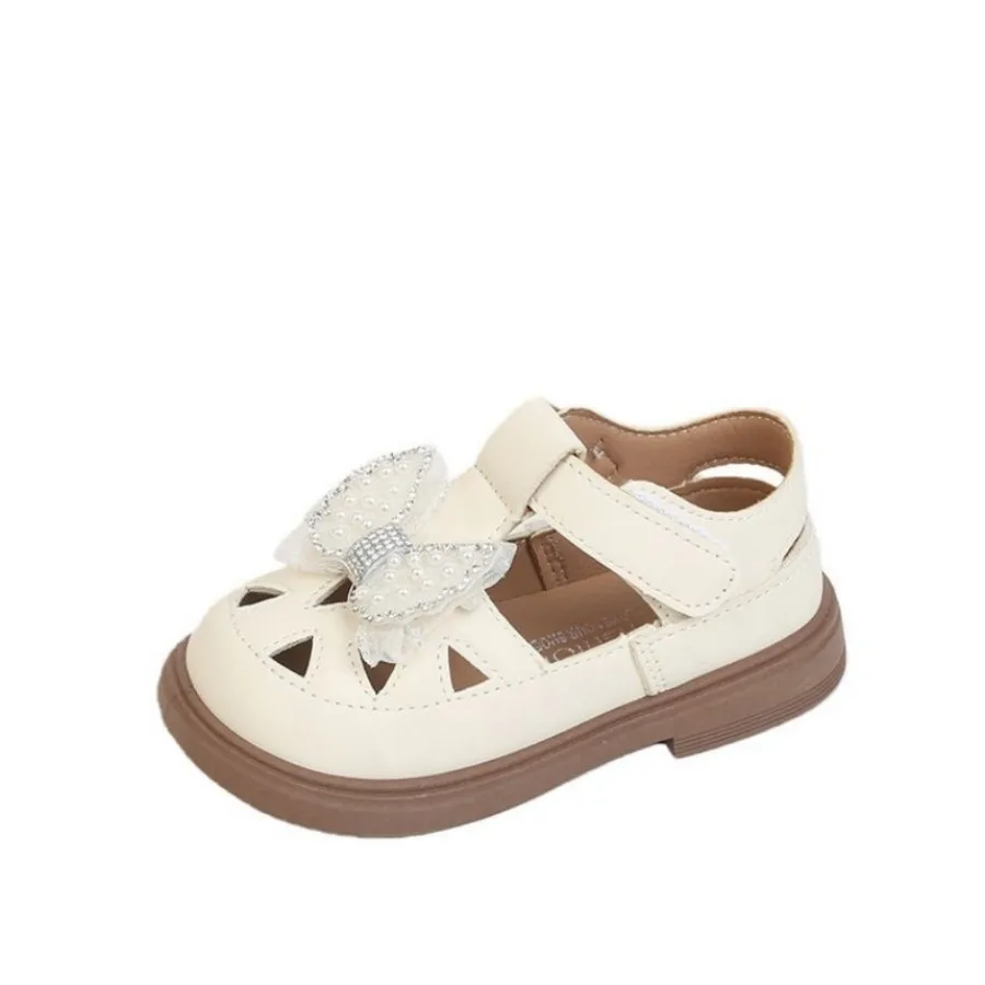 

Girls' Princess Hollow Design Sandals - 2026 New Style Children's Anti-Slip Beach Shoes, Equipped with Sequin Bow Decorations