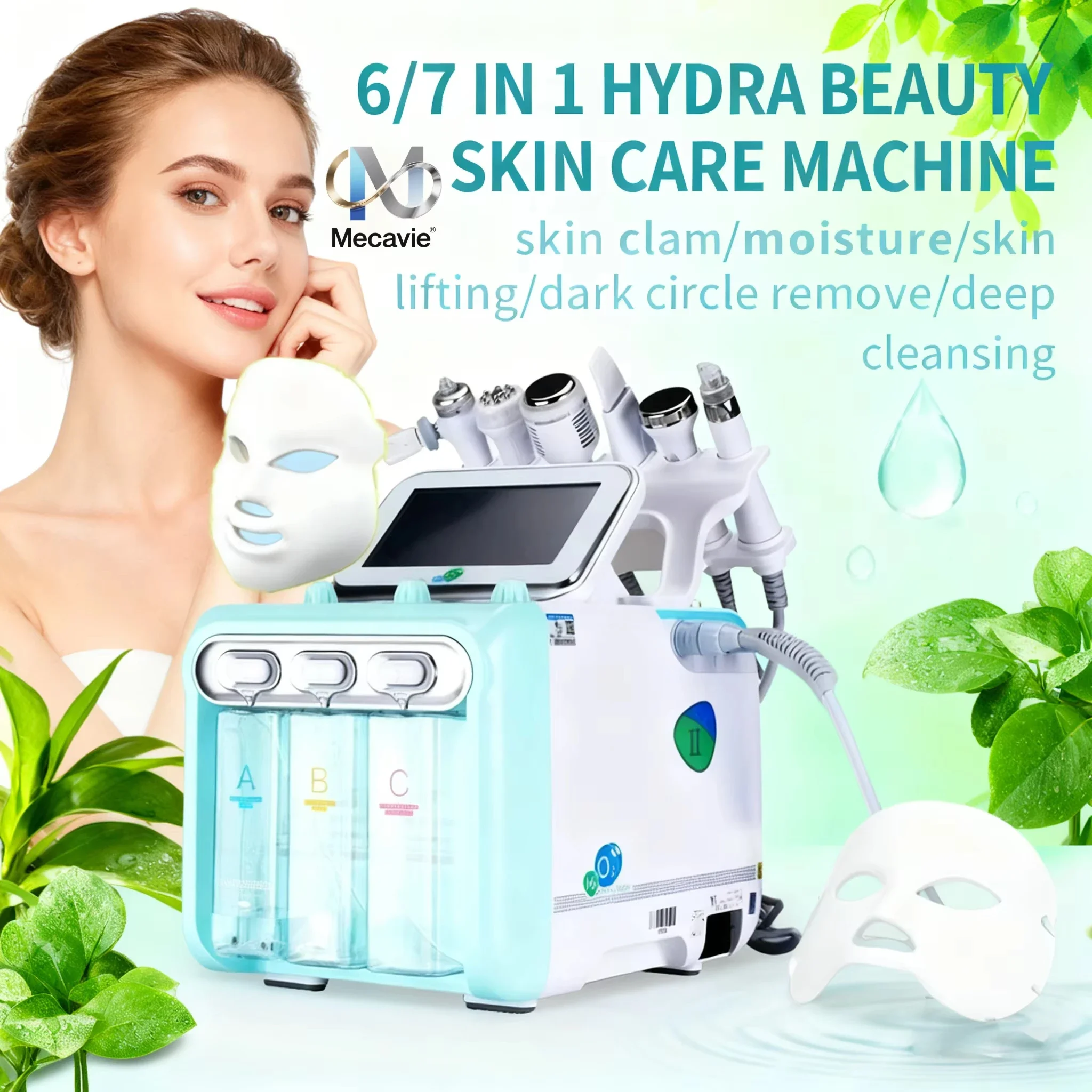 

Многофункциональный аппарат для гидропилинга 7 в 1 с H2O2 для очищения кожи, удаления черных точек и аквапилинга для домашнего использования