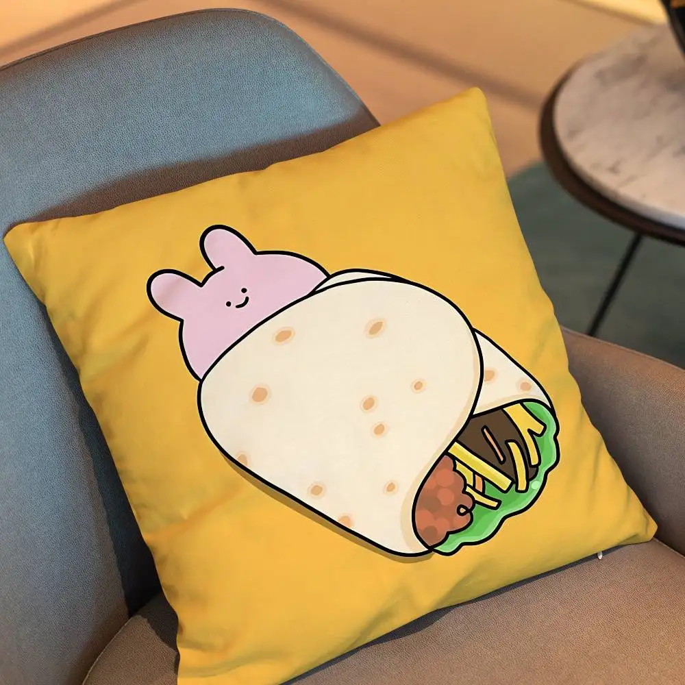 cute Rabbit Asamimichan Pillow Case Anti-dustmite Pillowcase Invisible zipper silky short plush Sofa cushion cover